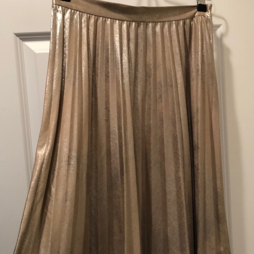 Anthropologie: Maeve Pleated Metallic Skirt